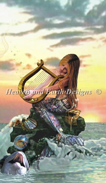 Mermaid With Harp - Click Image to Close